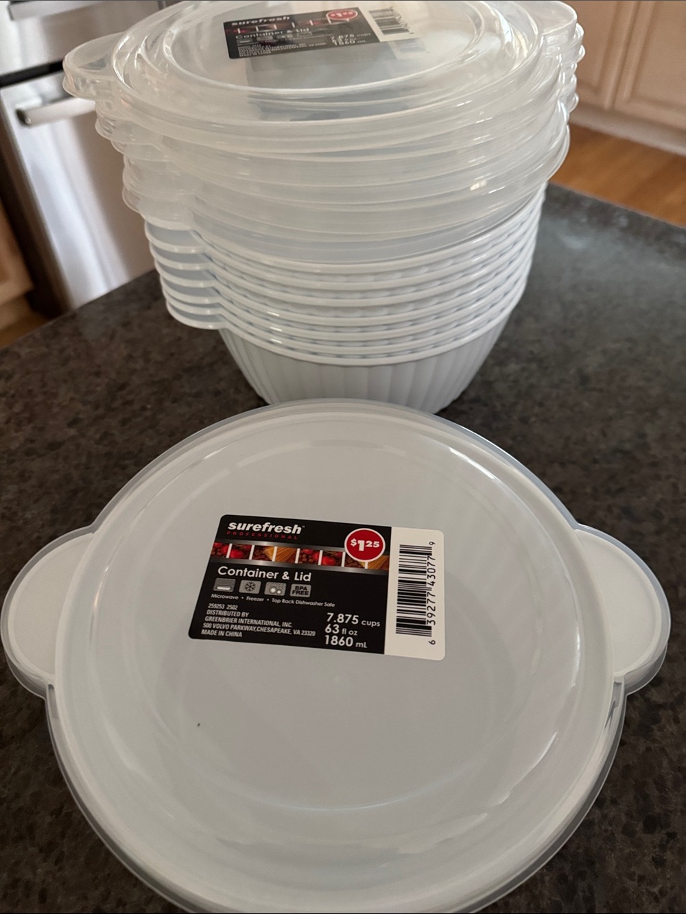 Surefresh White Plastic Container & Lid Set - Stackable Food Storage - 8 Total